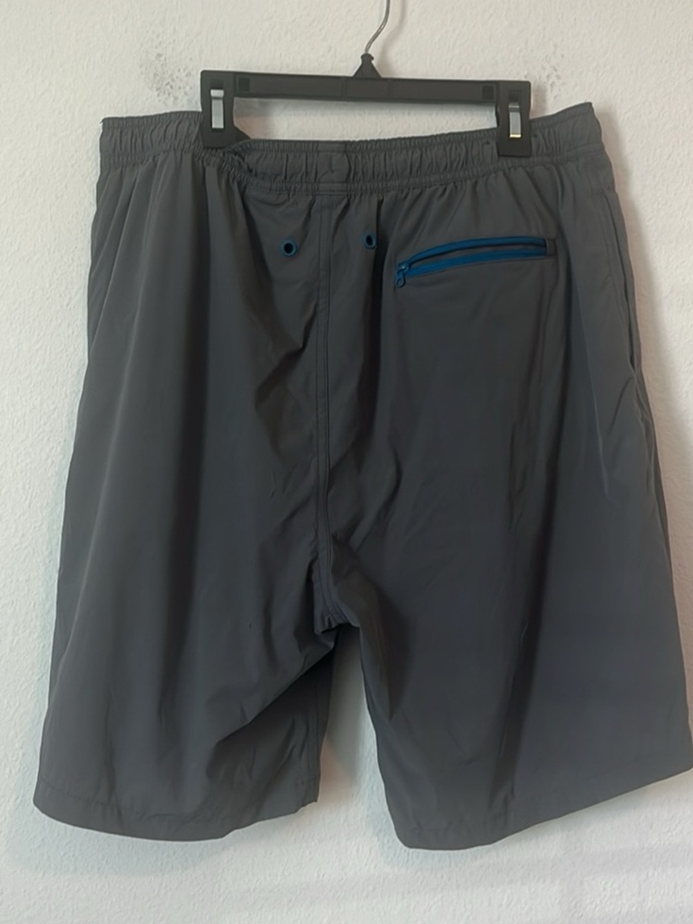 Kirkland Signature Gray Athletic Swim Shorts with Blue Zip